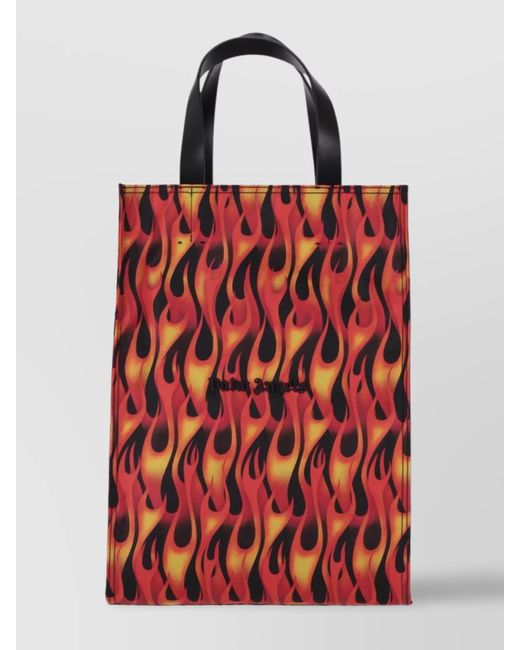 Palm Angels Red Flame Logo Rectangular Tote Bag for men