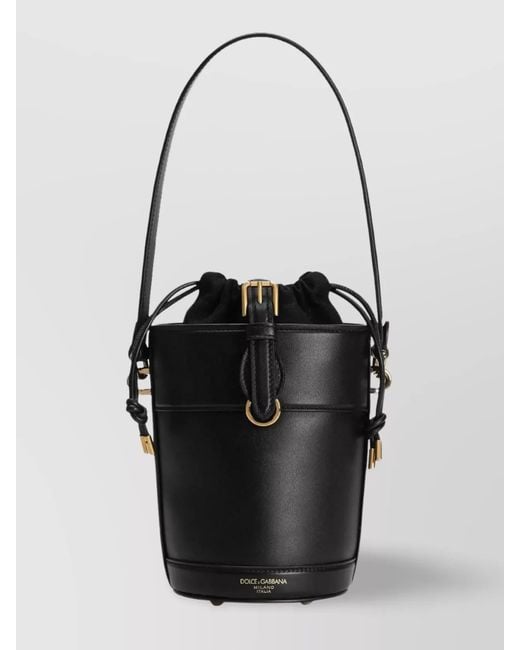 Dolce & Gabbana Black Capri Calf Leather Bucket Bag