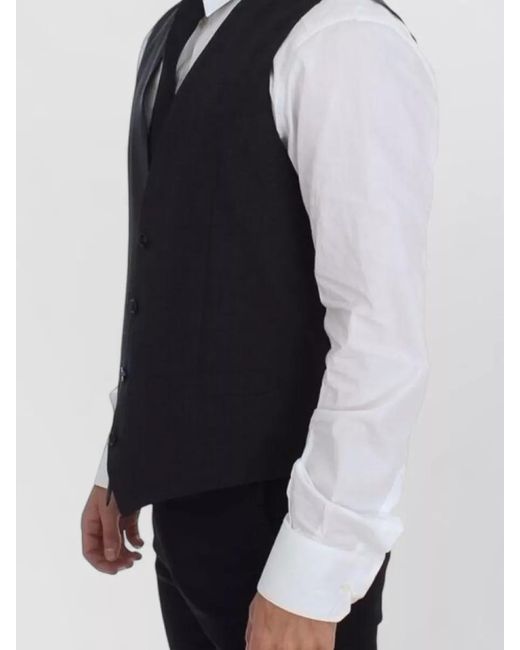 Dolce & Gabbana Blue Wool Slim-Fit V-Neck Waistcoat for men