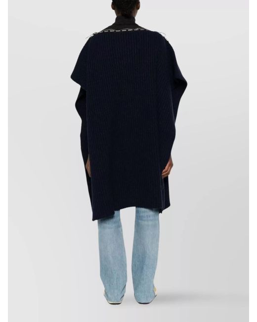 J.W. Anderson Blue Wool Chunky Ribbed Knee-Length Poncho