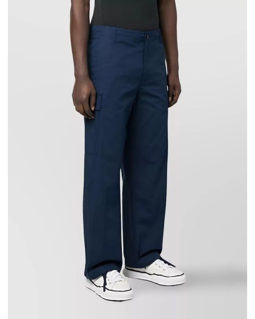 KENZO Blue Cotton Ripstop Mid-Rise Straight-Leg Cargo Trousers for men