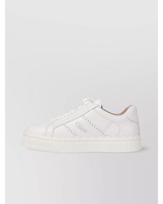 Chloé Natural Scalloped Edge Rubber Sole Sneakers