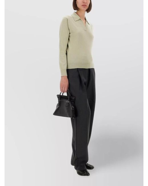 Maison Margiela Natural Virgin Wool Polo Shirt