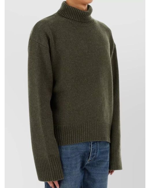 Givenchy Green Ribbed Turtleneck Oversized Cashmere Sweater for men