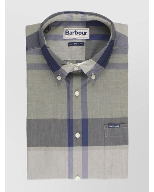 Barbour Gray Shirt Check Pattern Button-Down Collar for men