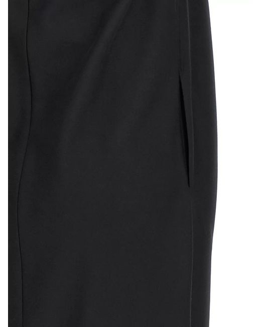 Magda Butrym Black Wool Silk Off-Shoulder Lace-Bustier Midi Dress