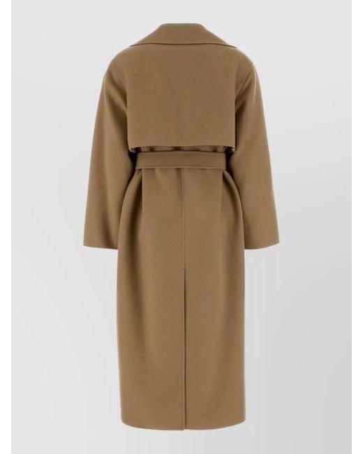 Weekend by Maxmara Natural Wool Blend Operoso Coat Belted Midi
