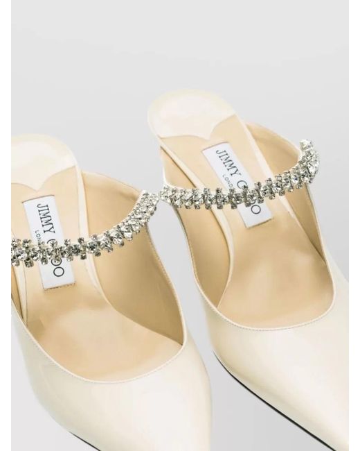 Jimmy Choo White Lace Mules Crystal Detail Open Back Stilettos