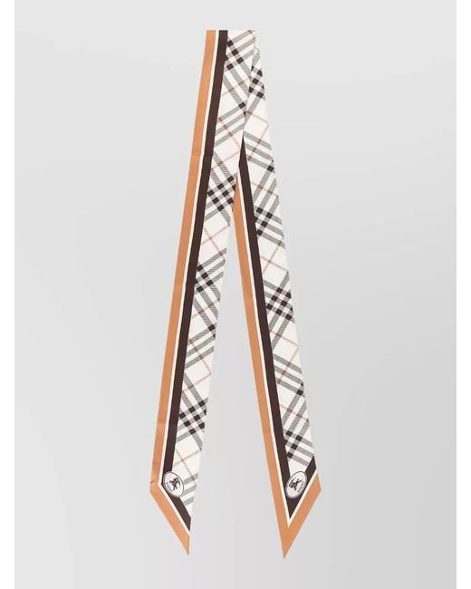 Burberry White Silk Check Twilly Scarf