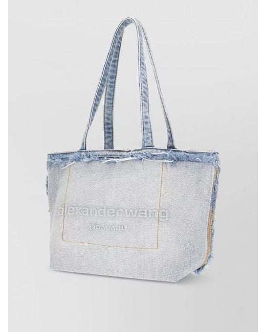 Alexander Wang White Denim Tote Bag Featuring Dual Shoulder Handles