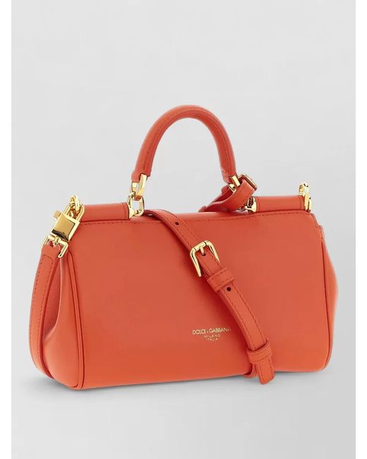 Dolce & Gabbana Orange My Sicily Mini Leather Shoulder Bag
