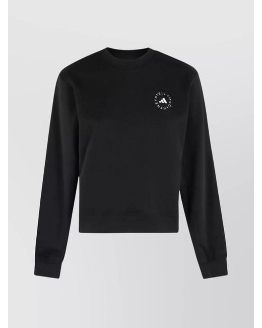 Adidas By Stella McCartney Black Logo-Print Crew-Neck Sweatshirt