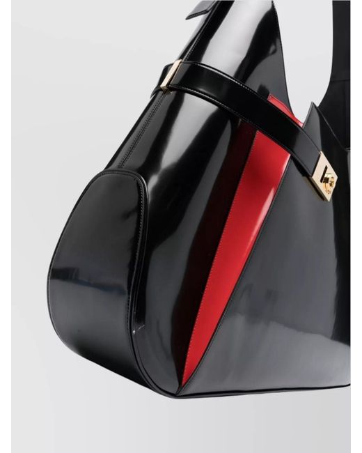 Ferragamo Black Gancini Leather Shoulder Bag