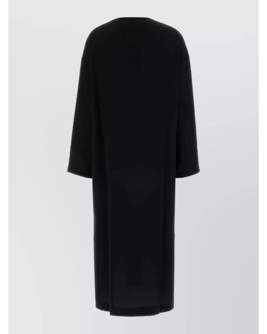The Row Black Crepe Heloise Dress Long Sleeve Midi