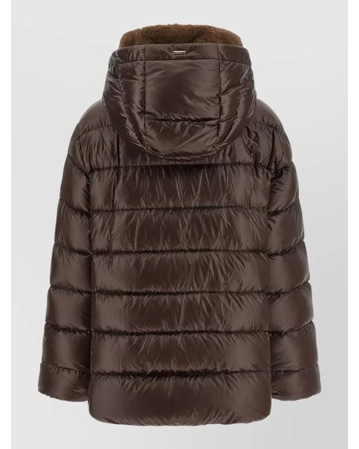 Herno Brown Fusciacca Hooded Mid Length Down Jacket