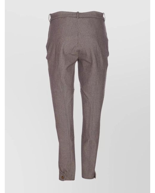 Burberry Gray Embroidered Stretch Cotton Tapered Trousers