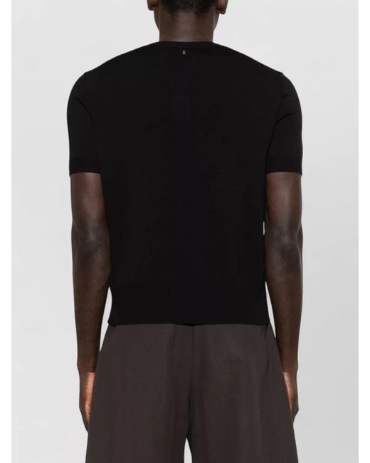 AMI Black Short-Sleeve Crew-Neck Jumper for men
