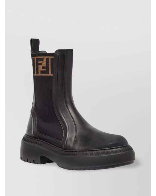 Fendi Black Chunky Sole Biker Boots