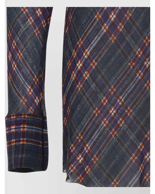 Dries Van Noten Blue Calima Plaid Shirt Tailored Slim Silhouette