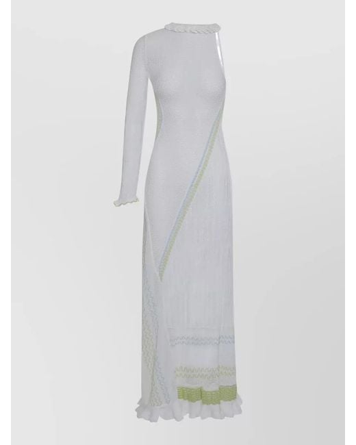 Roberta Einer White Cotton Long-Sleeve Fitted Maxi Dress