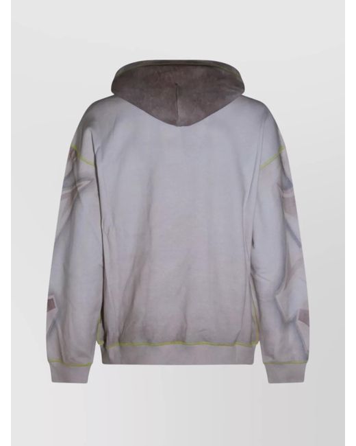 DIESEL Gray Printed Cotton Hoodie for men