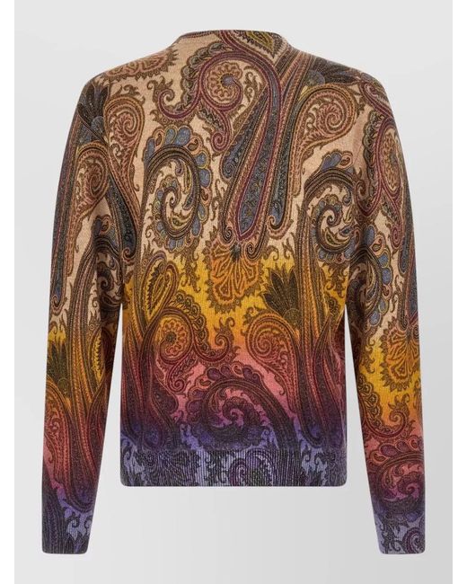Etro Multicolor Paisley Knit Crew Neck Sweater Top for men