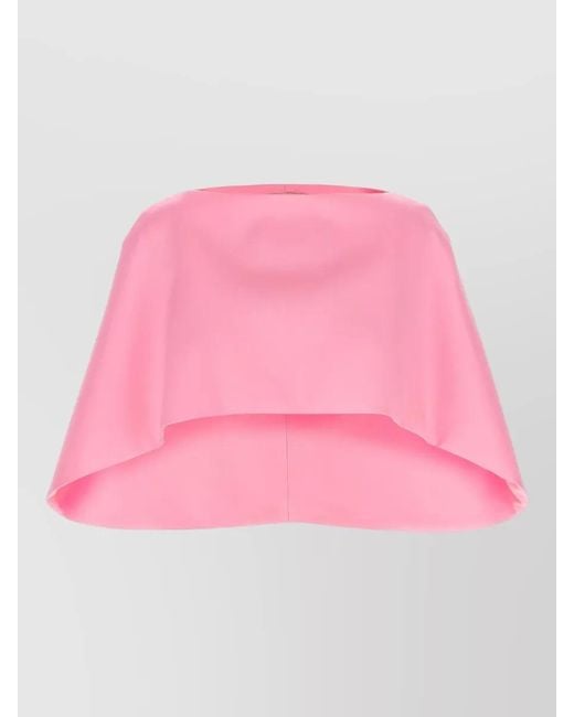 Alberta Ferretti Pink Silk Cropped Boat Neck Cape