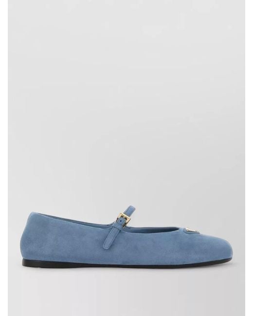 Prada Blue Suede Ballerina Shoes