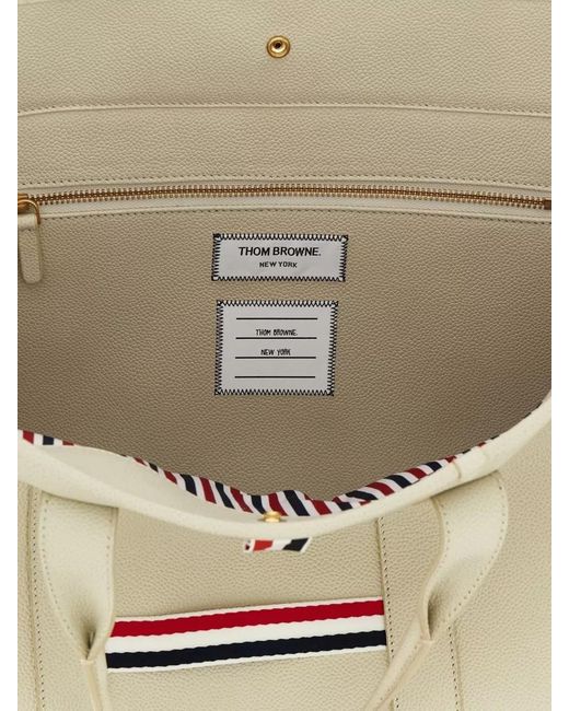 Thom Browne Natural Leather Perforated Tote Bag