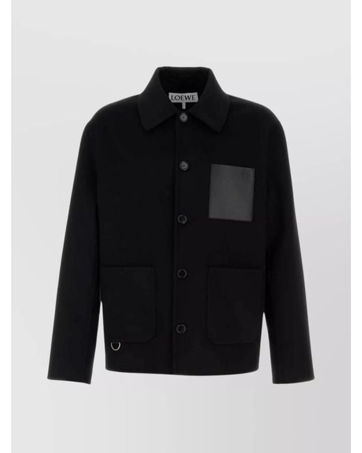 Loewe Black Jacket Wool Blend Collar Design for men