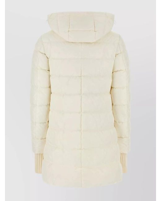 Herno Natural Long Hooded Padded Quilted Down Jacket