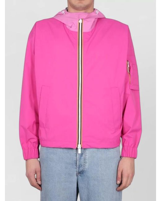 K-Way Pink Claudey Hooded Jacket Arm And Side Pockets