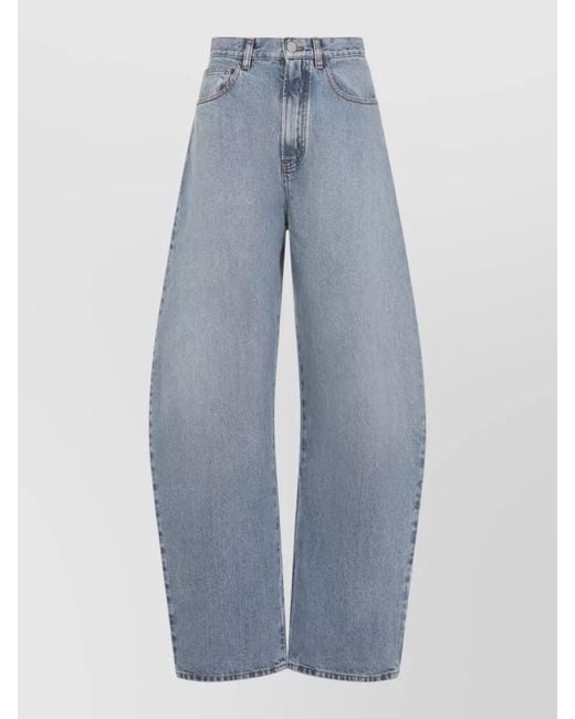 Alaïa Blue High-Rise Wide-Leg Denim Jeans