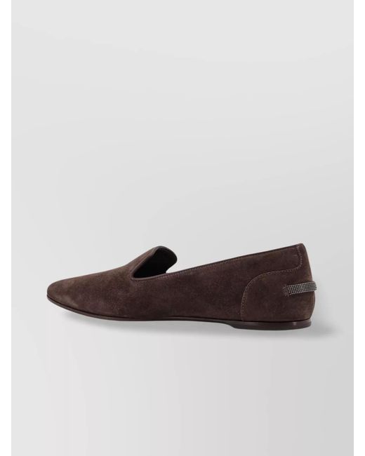 Brunello Cucinelli Brown Suede Leather Loafers