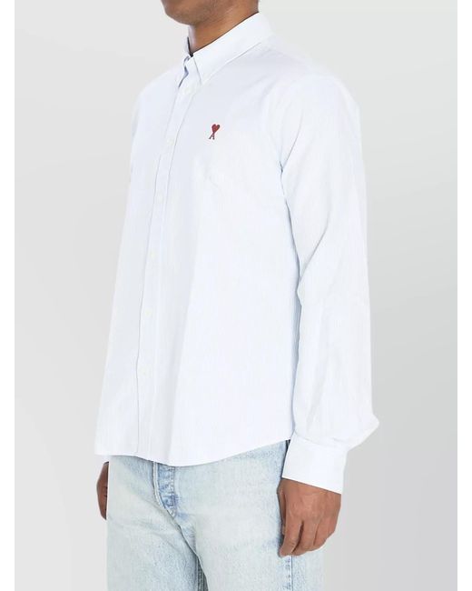 AMI White Striped Cotton Classic-Fit Shirt for men