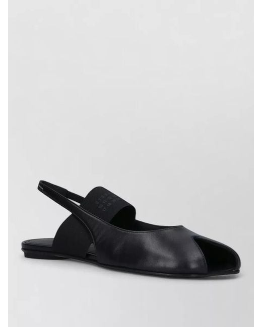 MM6 by Maison Margiela Black Sandals Flat Sole Peep Toe Design