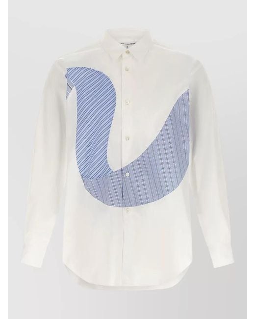 Comme des Garçons Blue Striped Shirt Button Down Collar Long Sleeves for men