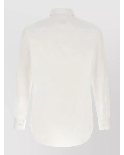 Brioni White Cotton Long-Sleeve Shirt for men