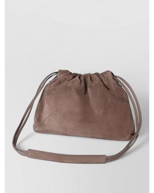Brunello Cucinelli Brown Monili Suede Shoulder Bag