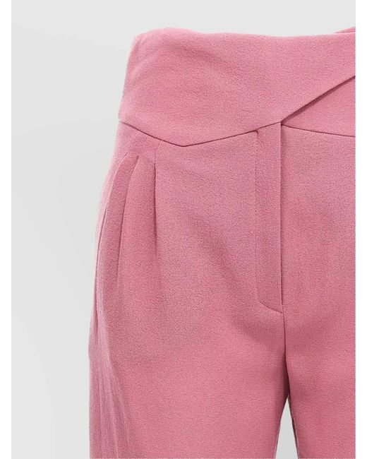 Blazé Milano Pink Virgin Wool Wide-Leg Trousers