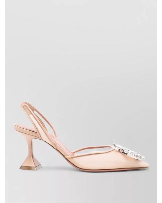 AMINA MUADDI Pink Begum Slingback Pumps Pointed Toe Embellished