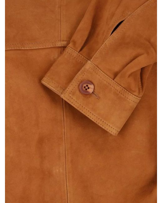 sunflower Brown Long Sleeve Jacket Point Collar Suede for men