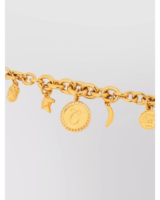 Chloé Metallic Chain Link Bracelet Iconic Charms