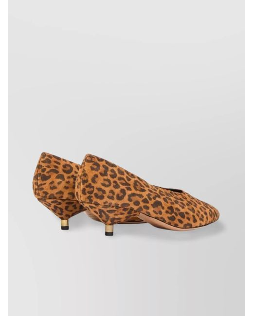 Isabel Marant Brown Leopard-Print Calfskin Leather Pointed-Toe Kitten-Heel Pumps