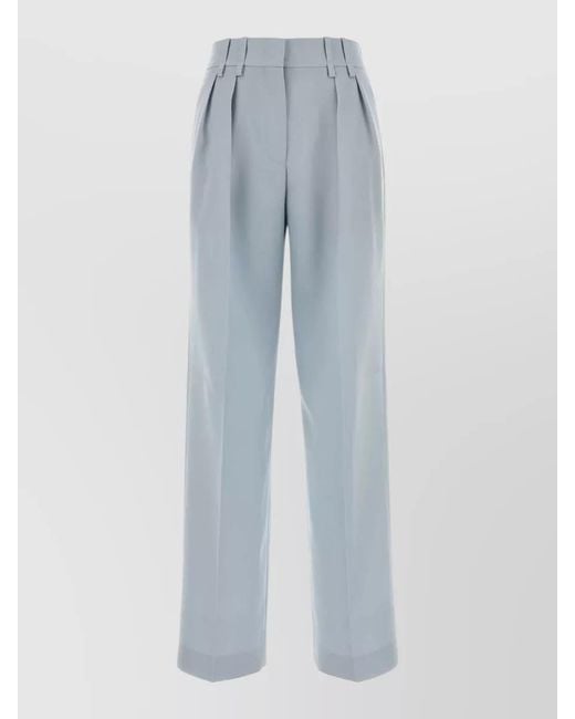 Jil Sander Blue Wool Wide-Leg Trousers