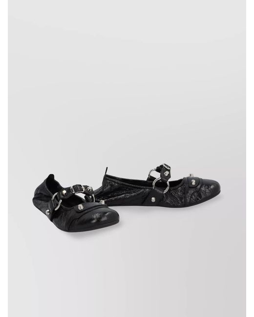 Balenciaga Black Leather Ballerina Flats