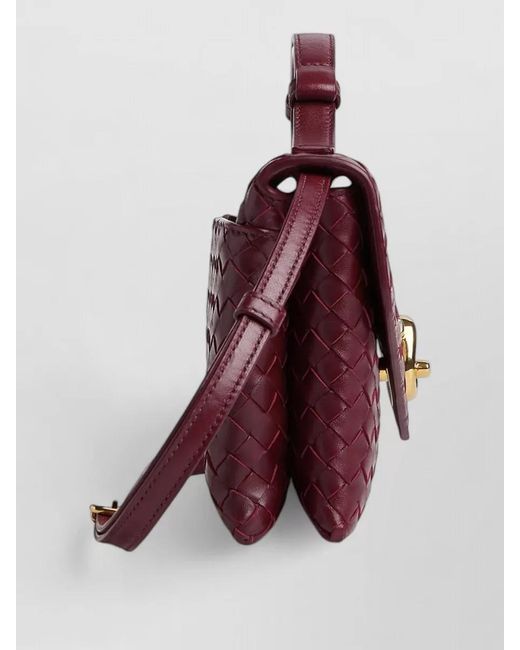 Bottega Veneta Purple Knot Lock Leather Shoulder Bag