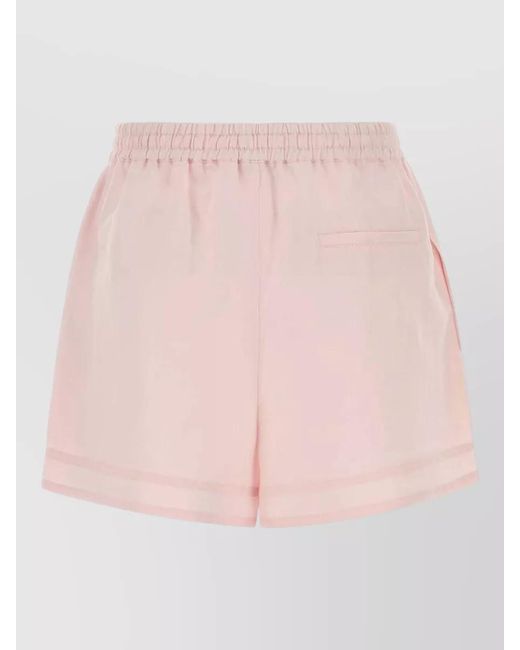 LeKasha Pink Linen Lounge Shorts Lightweight Relaxed Fit