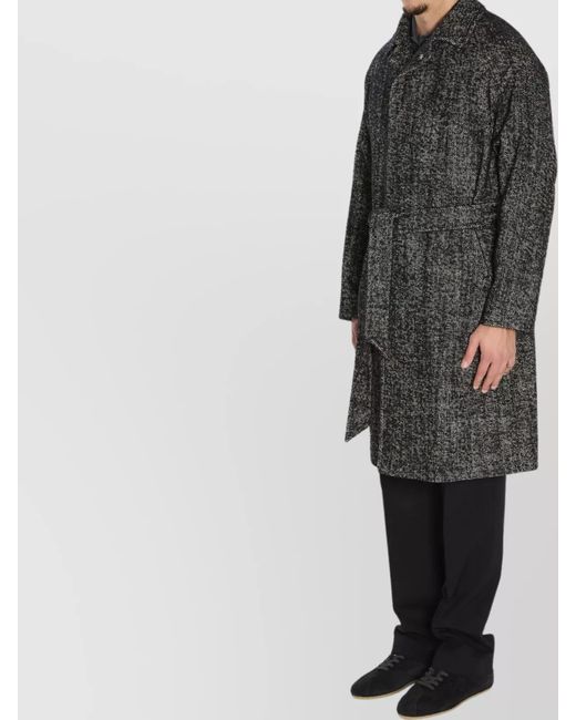 Tagliatore Multicolor Virgin Wool Blend Belted Single Breasted Midi Coat for men