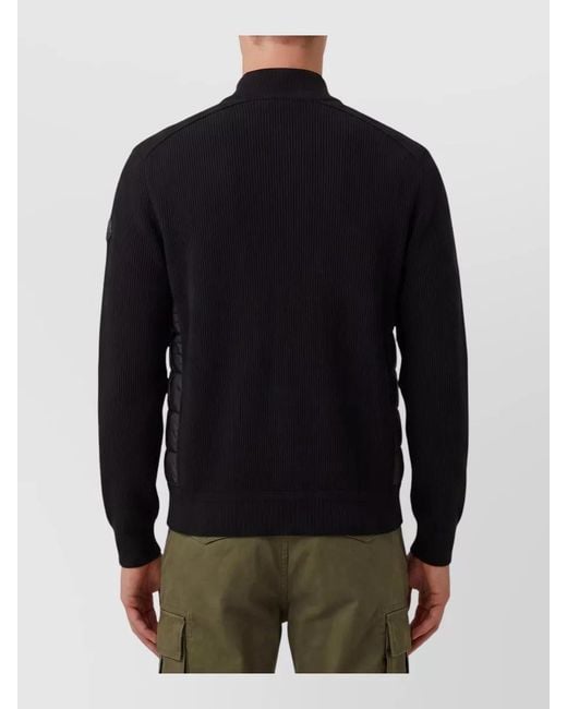 Moncler Black Quilted Knit Zip Cardigan Padded Front for men